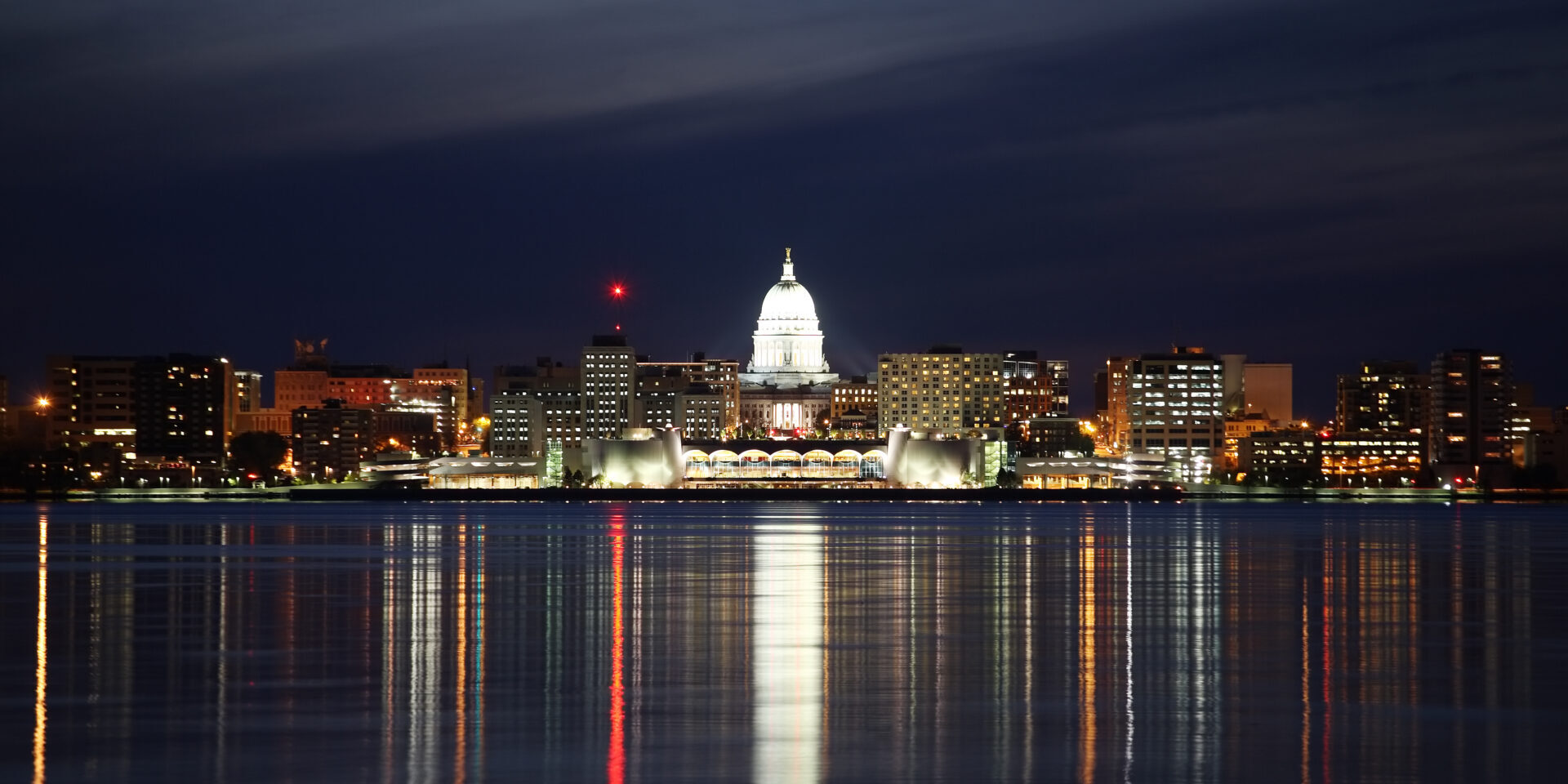 Madison city skyline at night